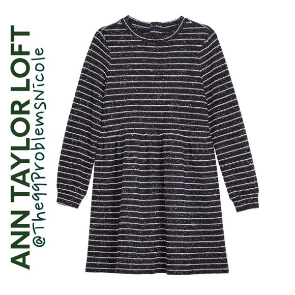 LOFT Striped Button Back Swing Dress - Picture 7 of 8